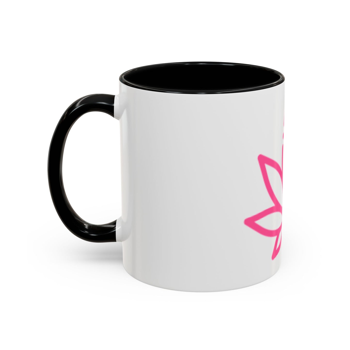 SensiMina White & Black Mug With Pink Leaf Logo