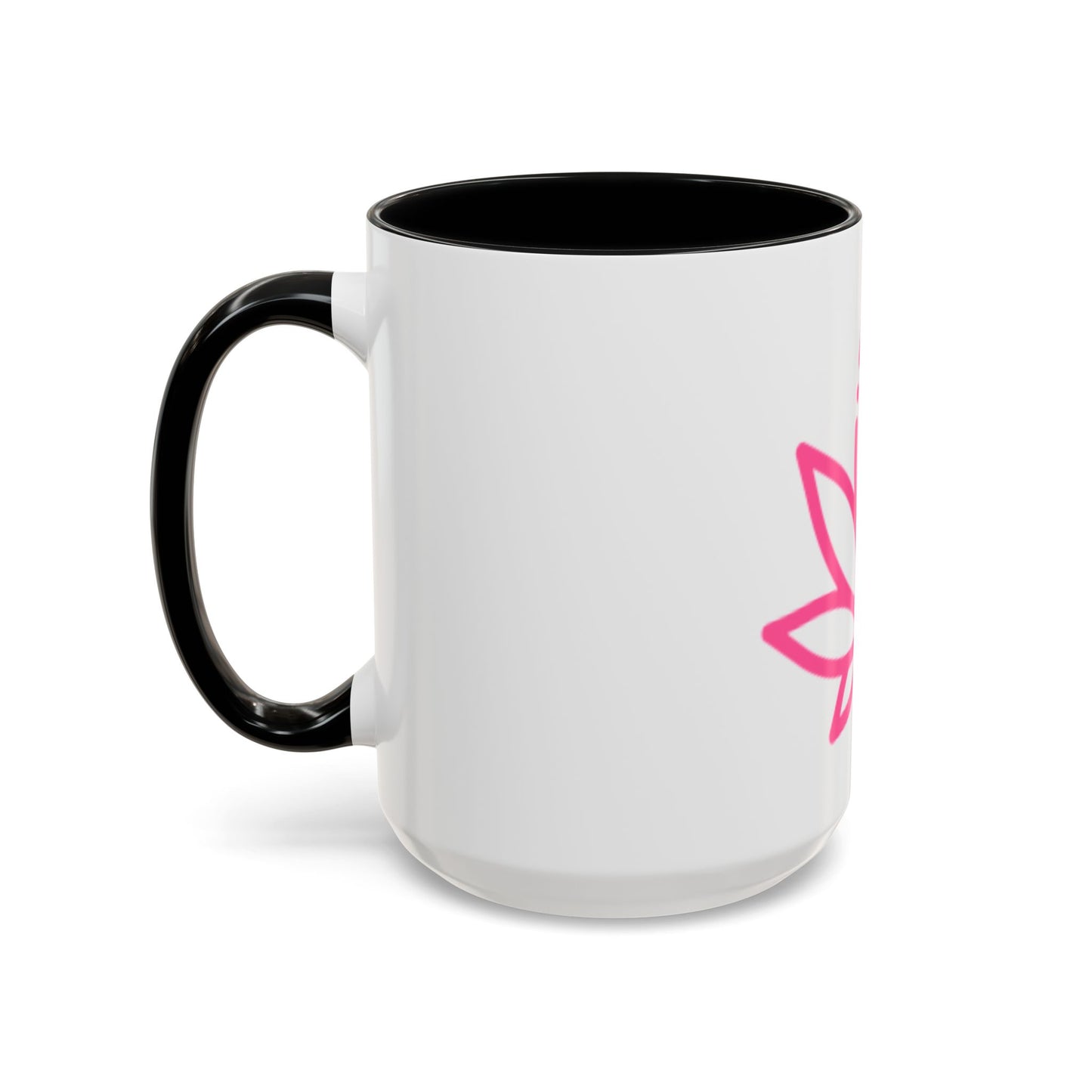 SensiMina White & Black Mug With Pink Leaf Logo
