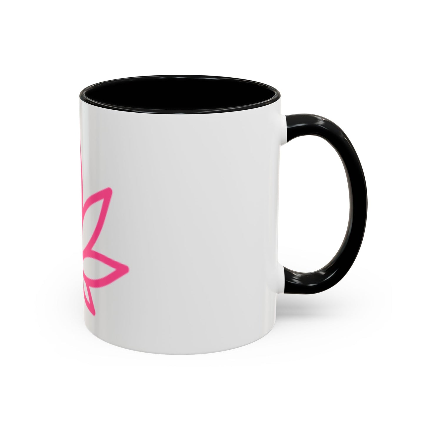 SensiMina White & Black Mug With Pink Leaf Logo